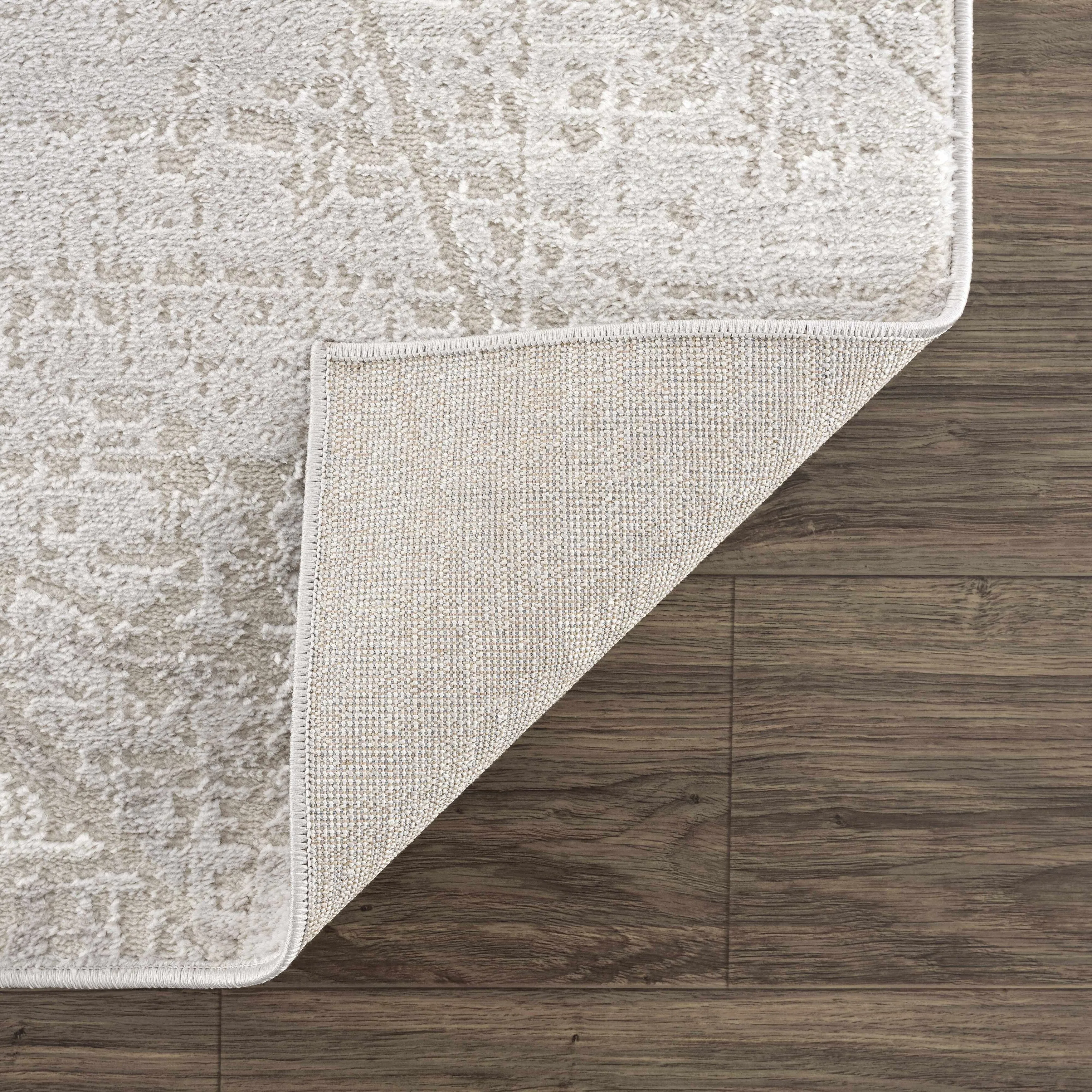 Hauteloom Calum Living Room. Bedroom Area Rug - Farmhouse - High Pile - Pink.Gray - 7'9 x 9'6