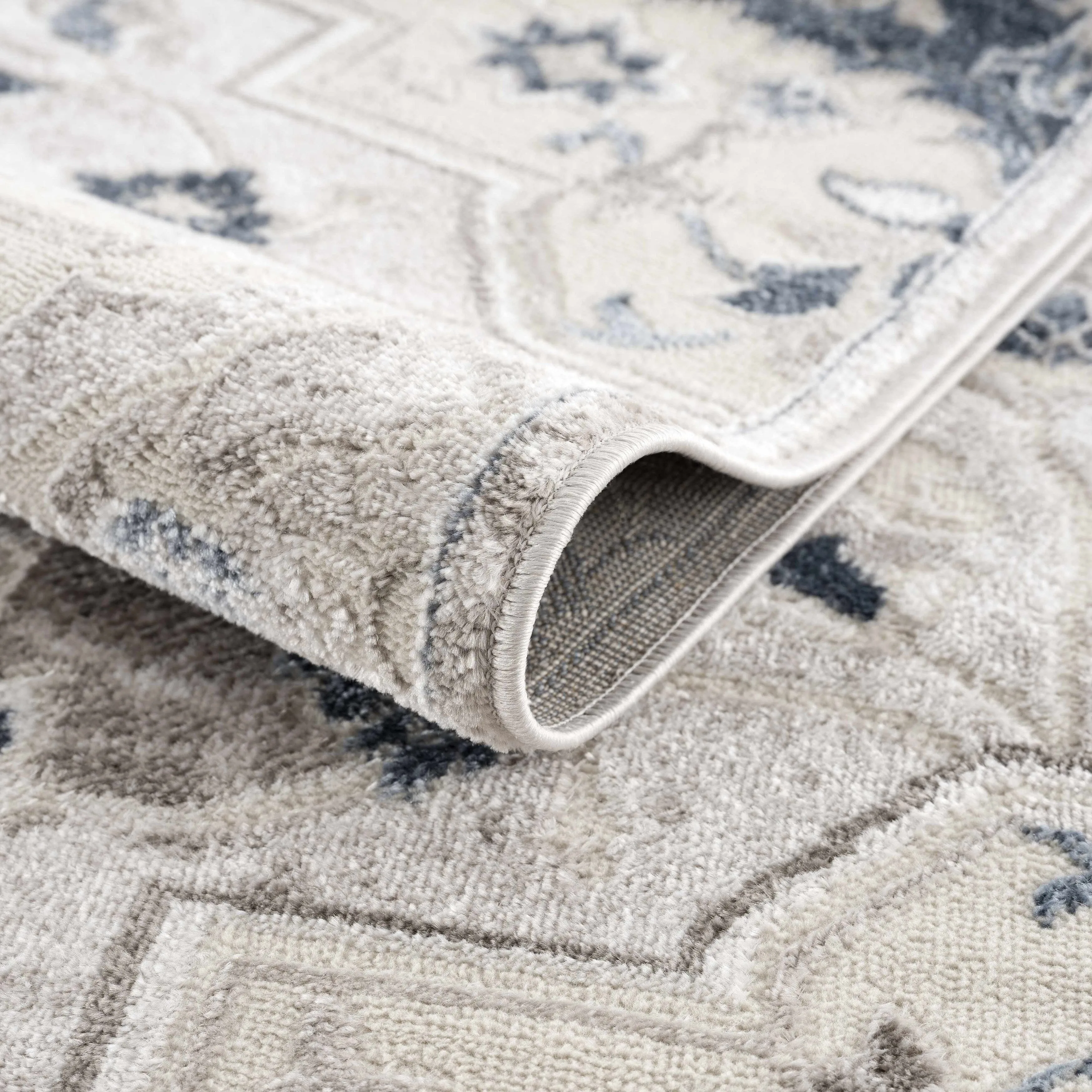 Hauteloom Calum Living Room. Bedroom Area Rug - Farmhouse - High Pile - Pink.Gray - 7'9 x 9'6