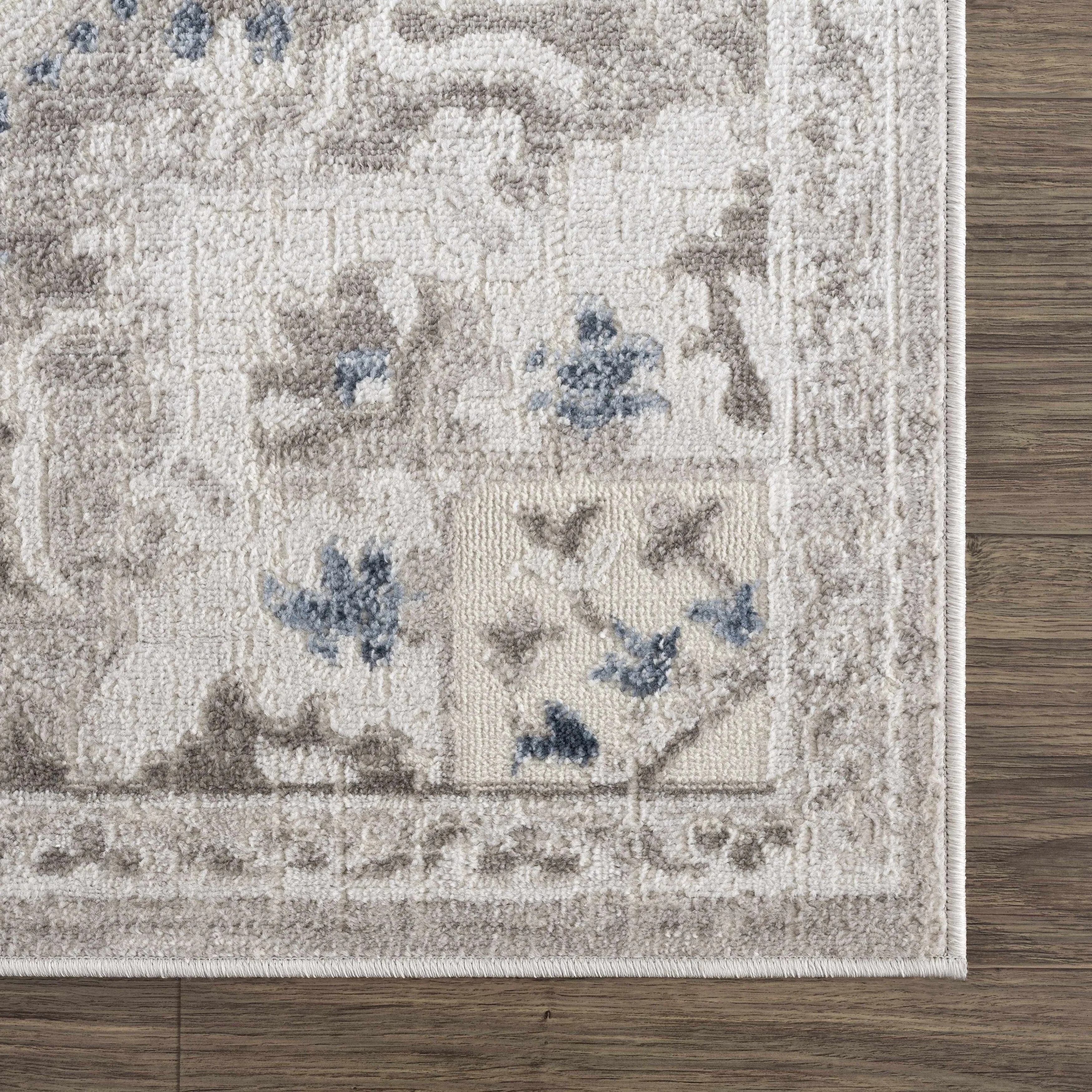 Hauteloom Calum Living Room. Bedroom Area Rug - Farmhouse - High Pile - Pink.Gray - 7'9 x 9'6