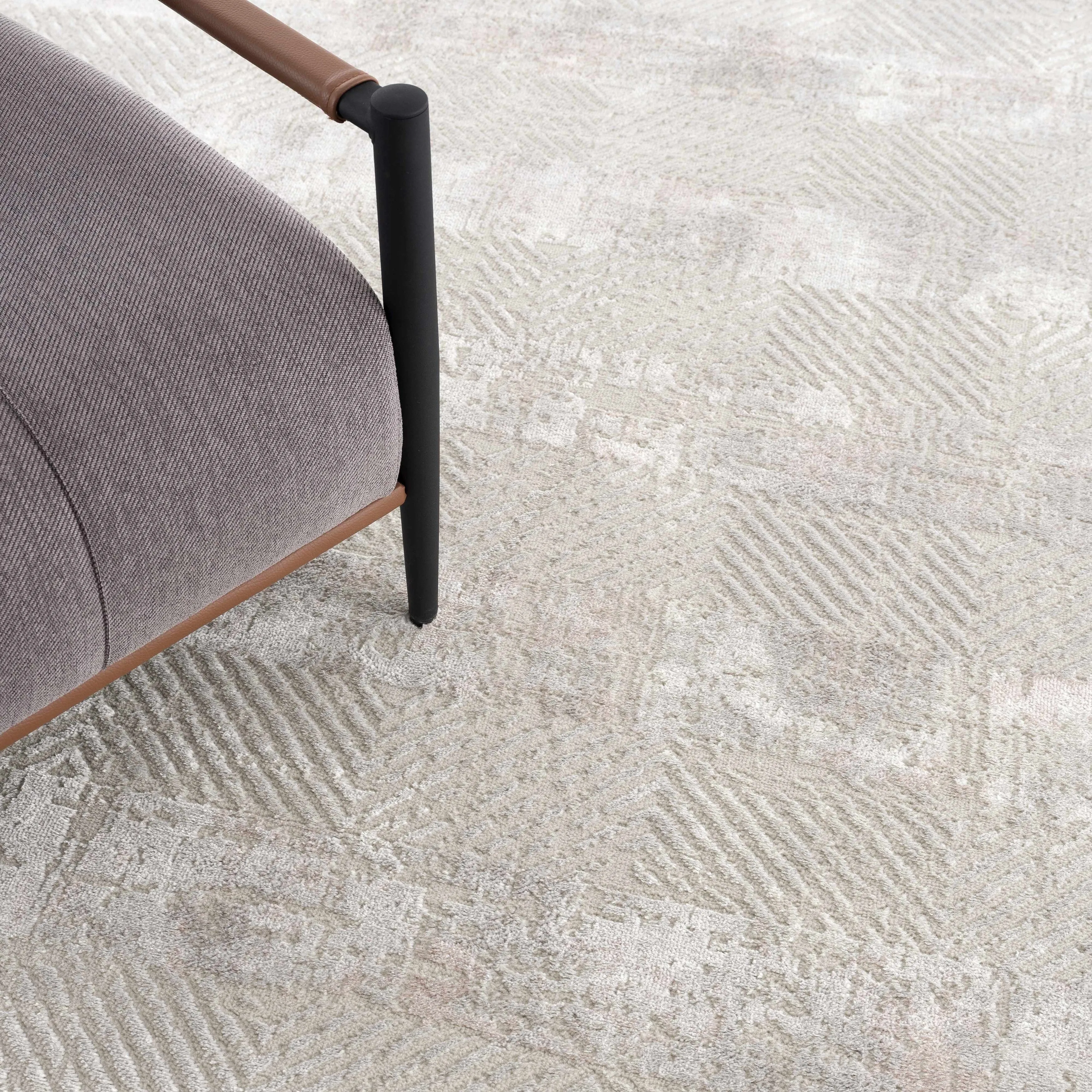 Hauteloom Calum Living Room. Bedroom Area Rug - Farmhouse - High Pile - Pink.Gray - 7'9 x 9'6