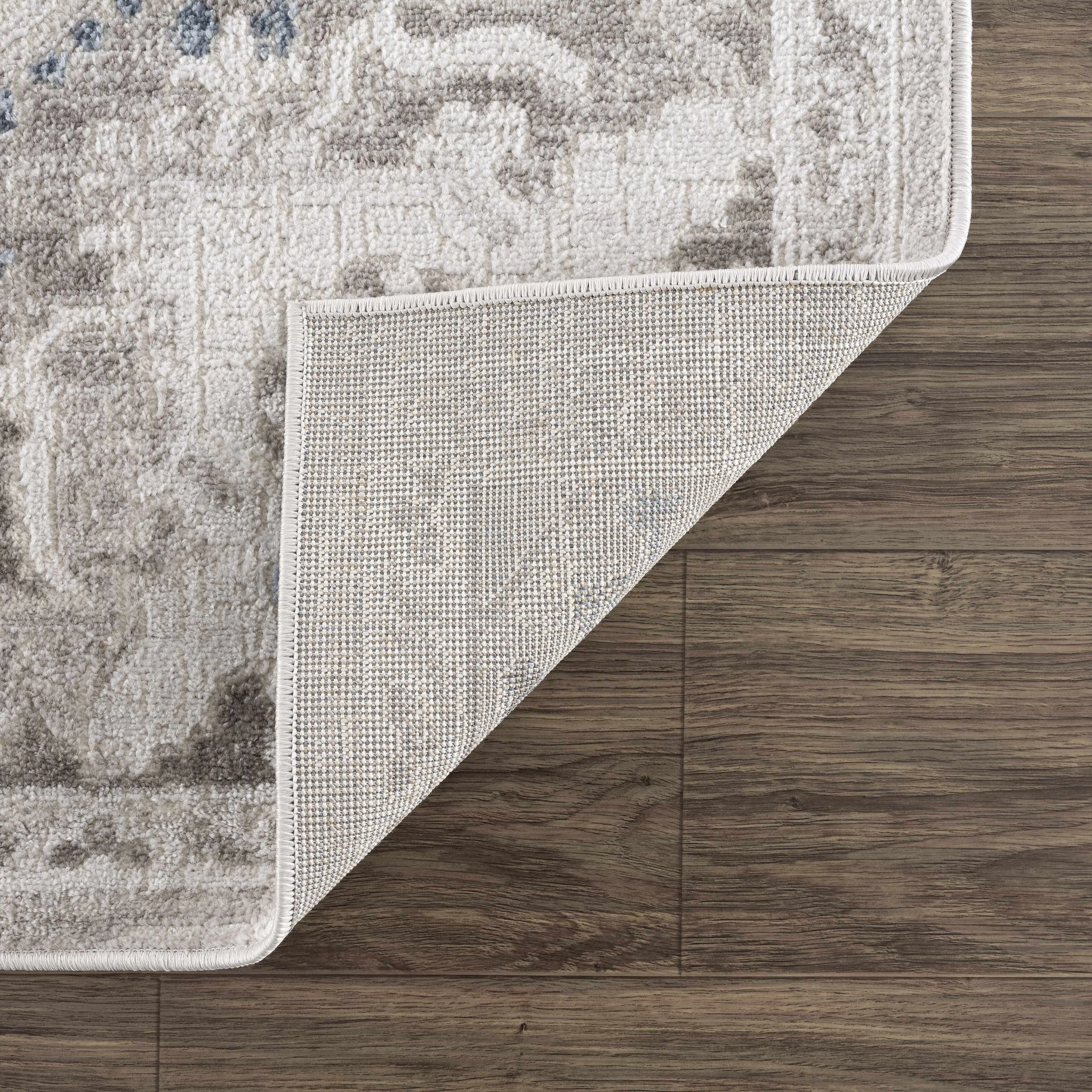 Hauteloom Calum Living Room. Bedroom Area Rug - Farmhouse - High Pile - Pink.Gray - 7'9 x 9'6