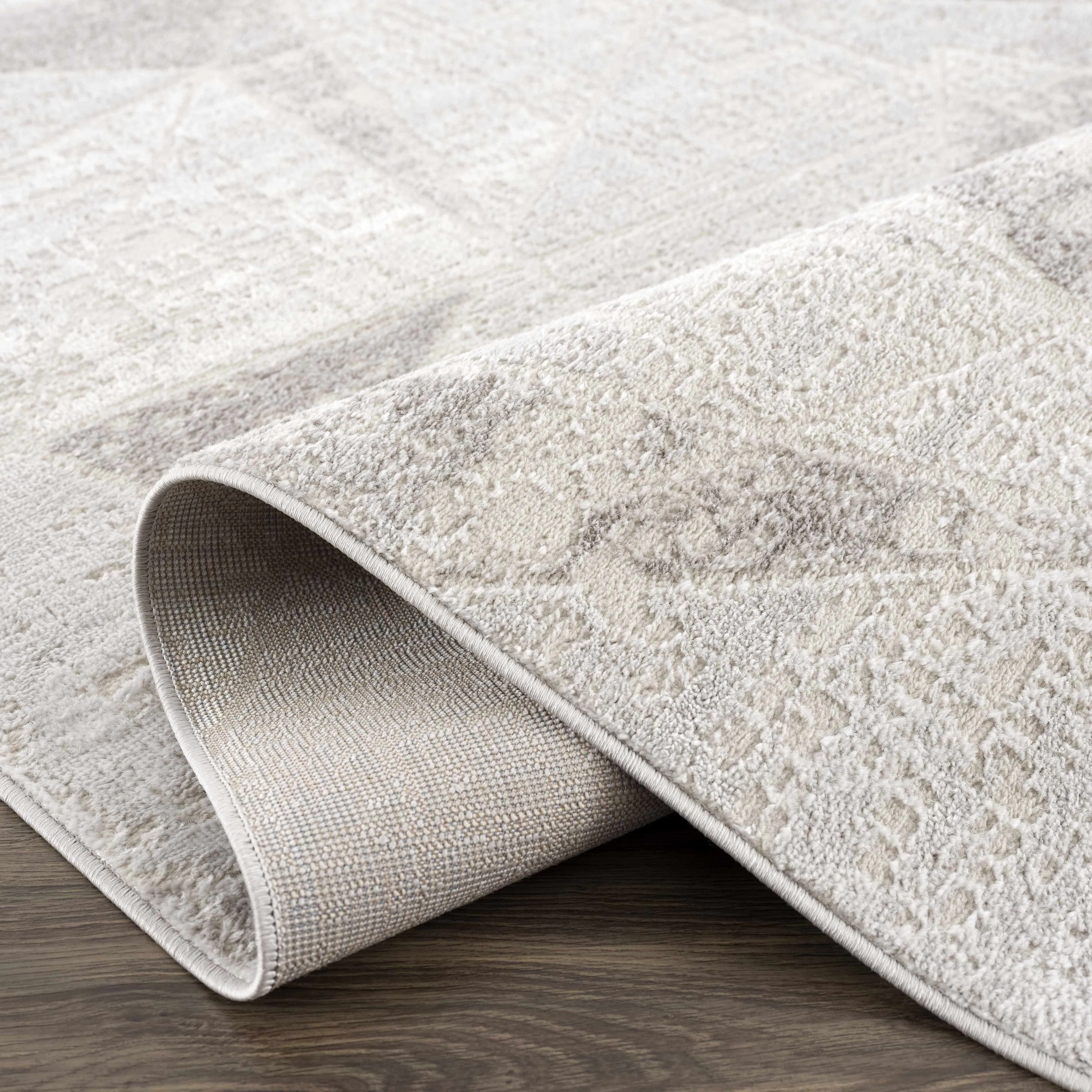 Hauteloom Calum Living Room. Bedroom Area Rug - Farmhouse - High Pile - Pink.Gray - 7'9 x 9'6