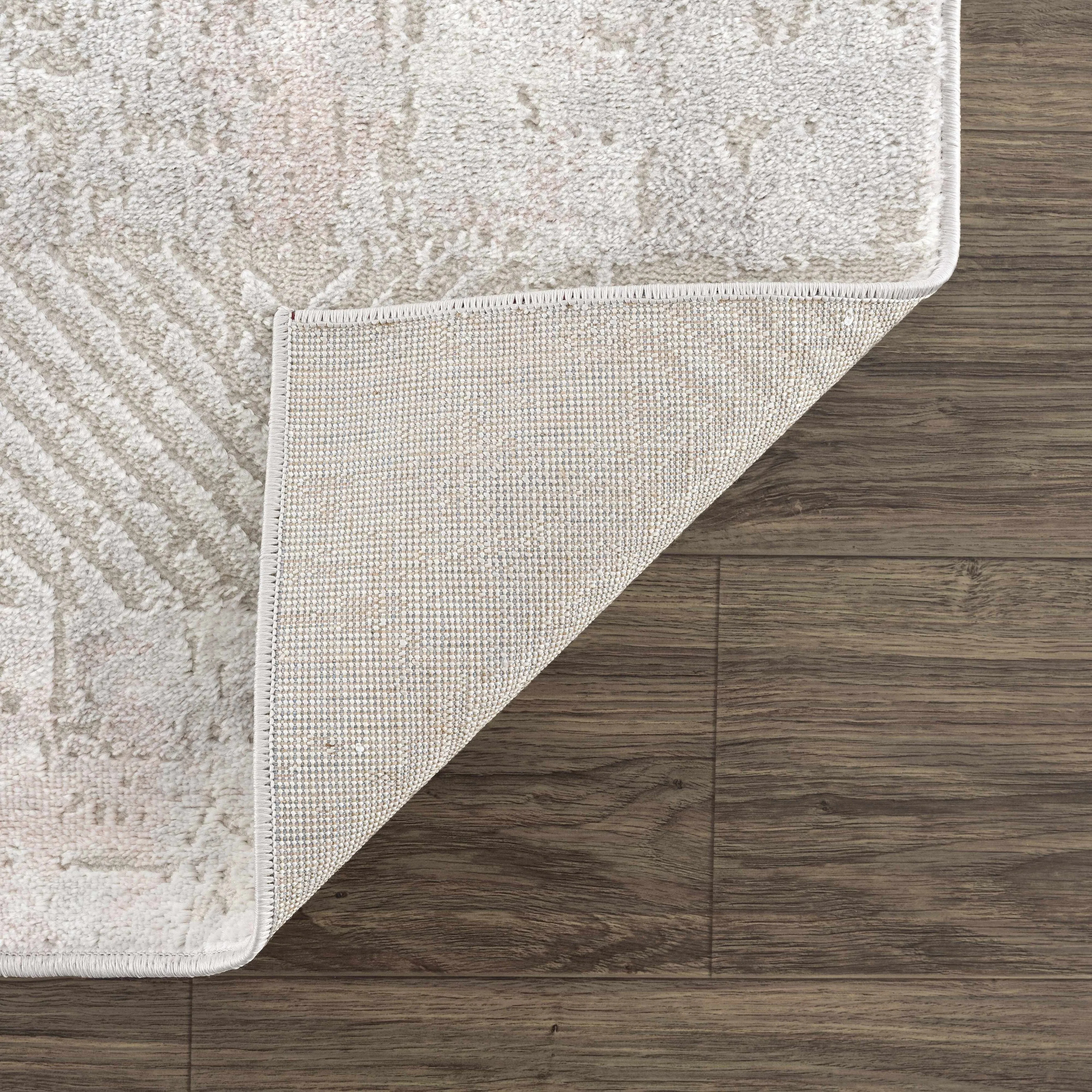 Hauteloom Calum Living Room. Bedroom Area Rug - Farmhouse - High Pile - Pink.Gray - 7'9 x 9'6