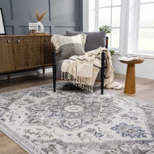 Hauteloom Calum Living Room. Bedroom Area Rug - Farmhouse - High Pile - Pink.Gray - 7'9 x 9'6