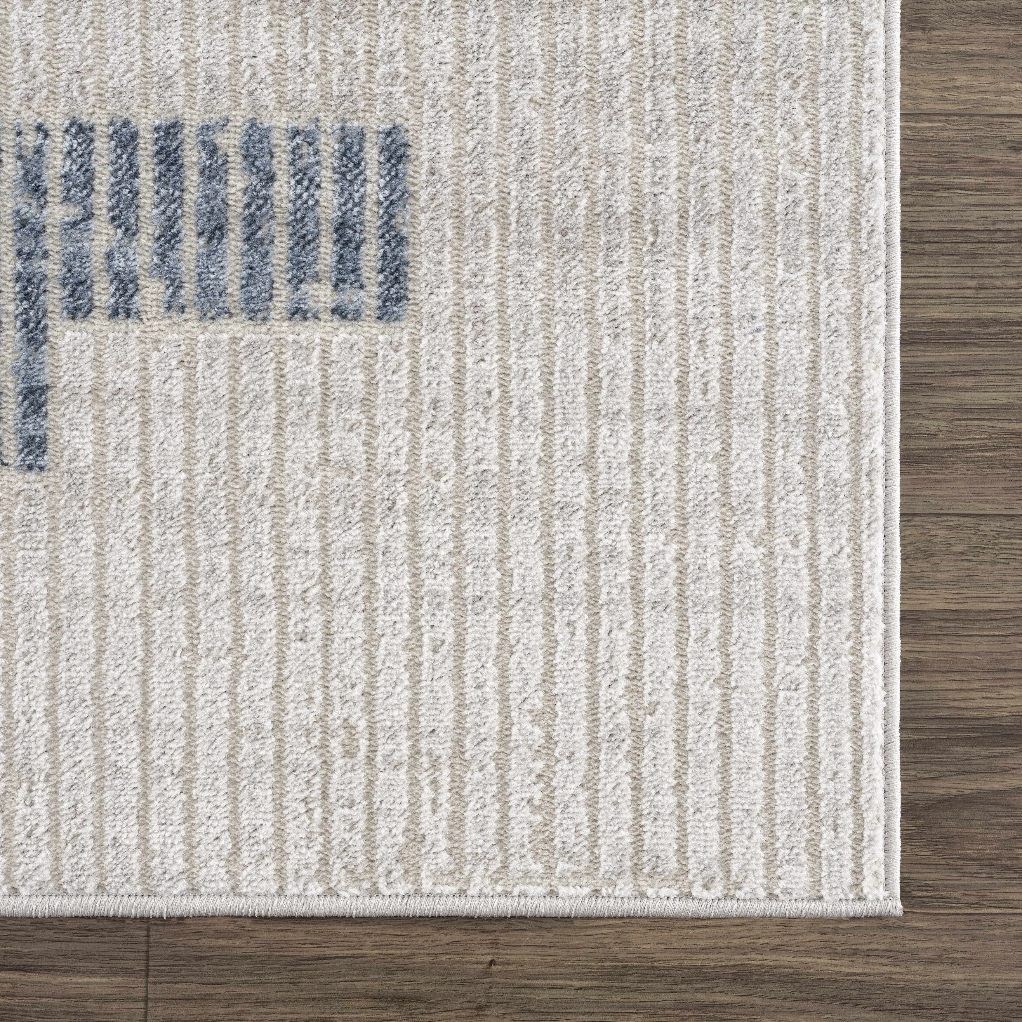 Hauteloom Calum Living Room. Bedroom Area Rug - Farmhouse - High Pile - Pink.Gray - 7'9 x 9'6