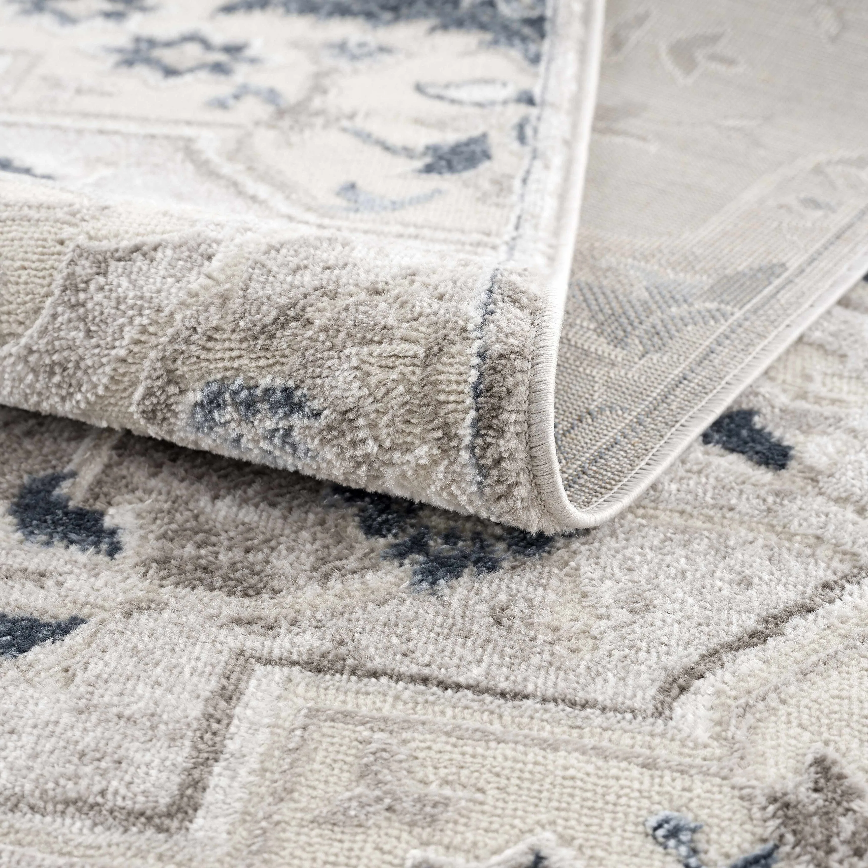 Hauteloom Calum Living Room. Bedroom Area Rug - Farmhouse - High Pile - Pink.Gray - 7'9 x 9'6