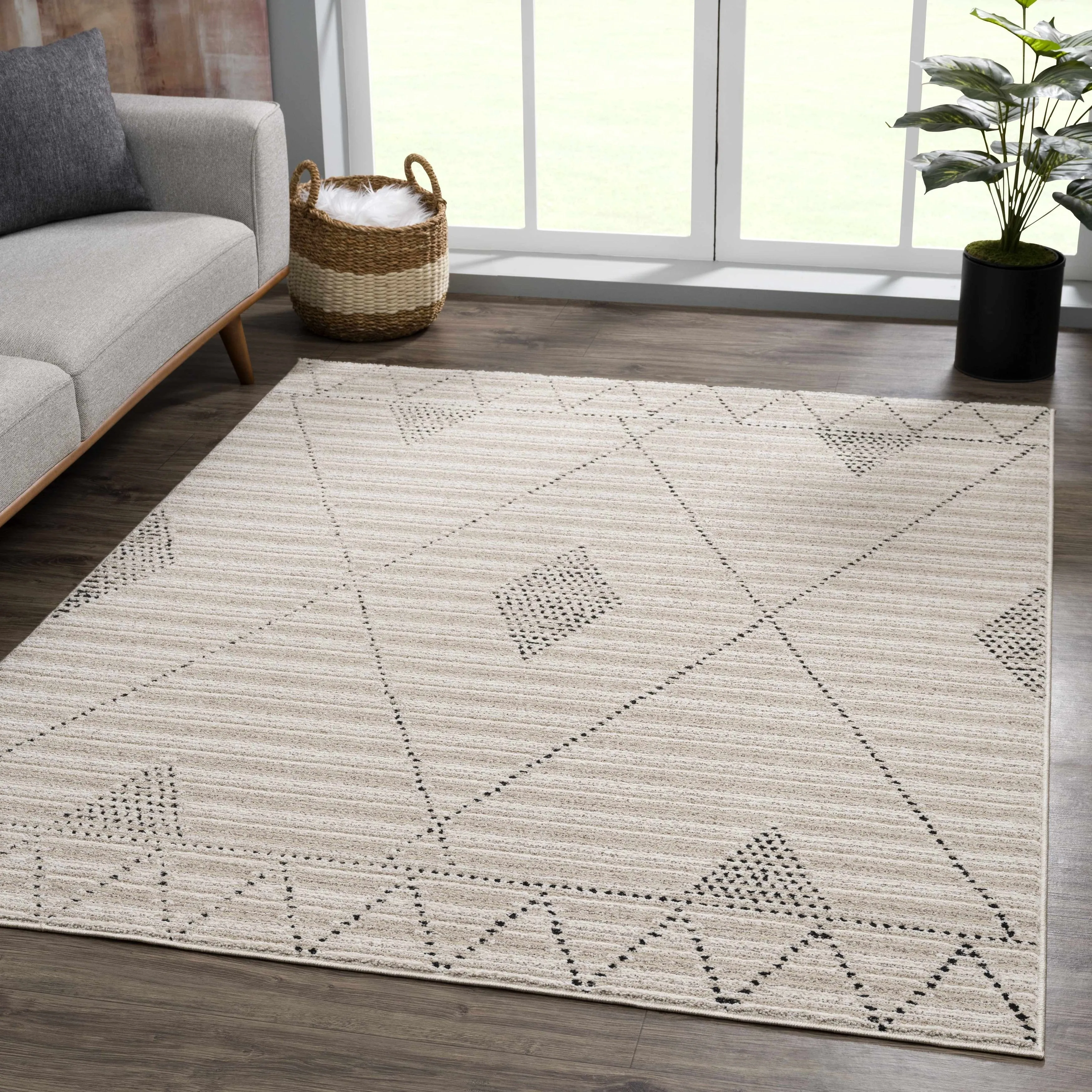 Hauteloom Casablanca Collection Bohemian Farmhouse High Pile Area Rug