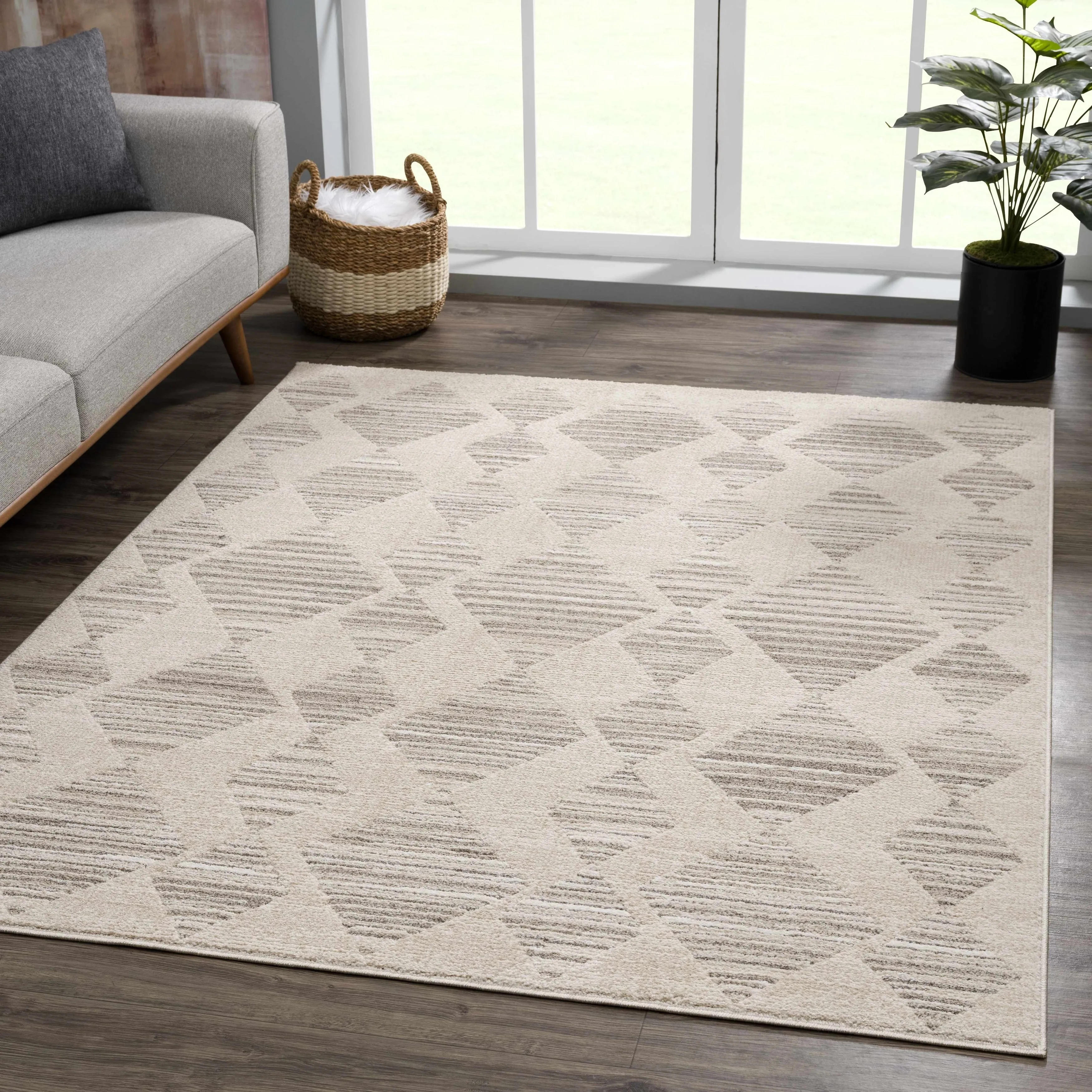 Hauteloom Casablanca Collection Bohemian Farmhouse High Pile Area Rug