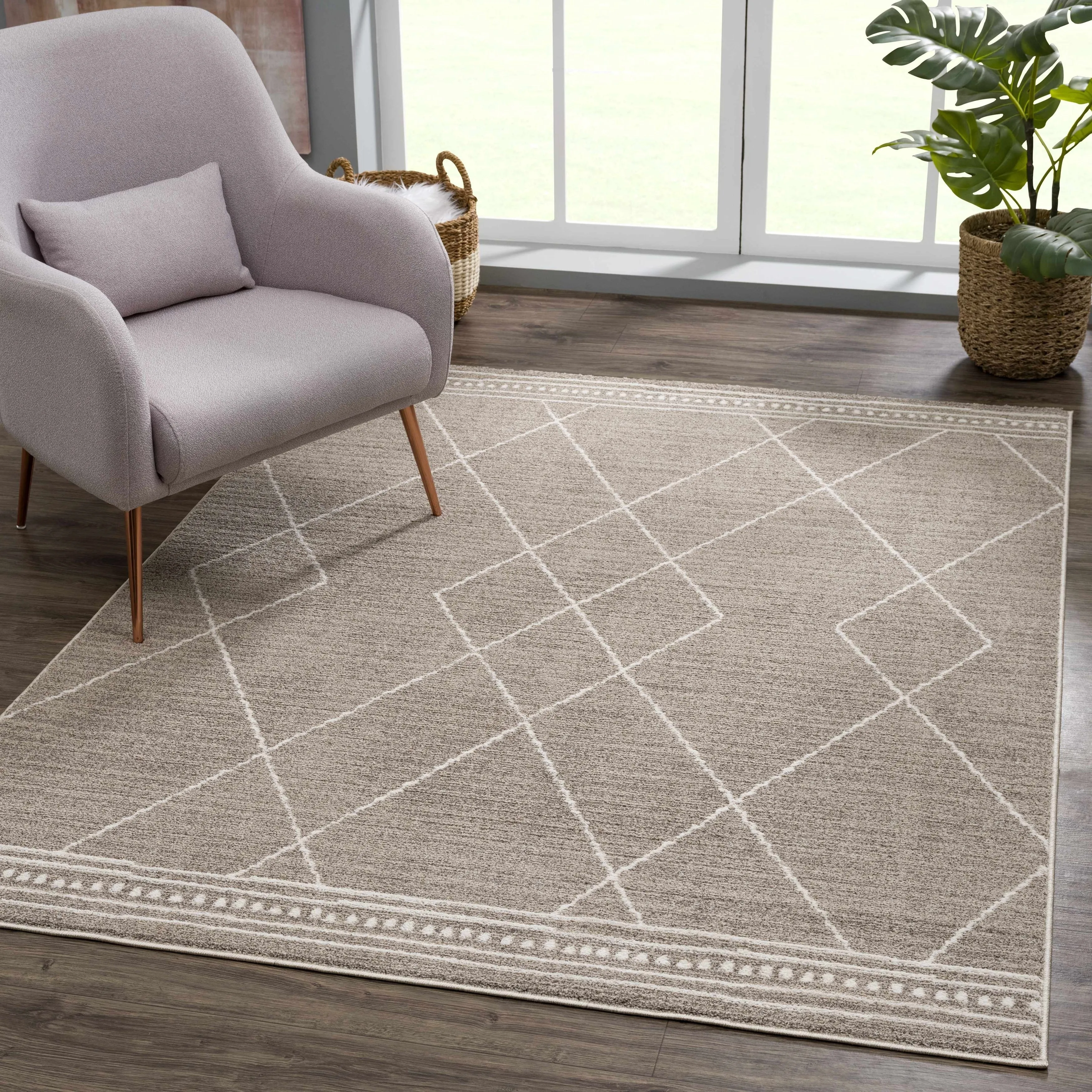 Hauteloom Casablanca Collection Bohemian Farmhouse High Pile Area Rug