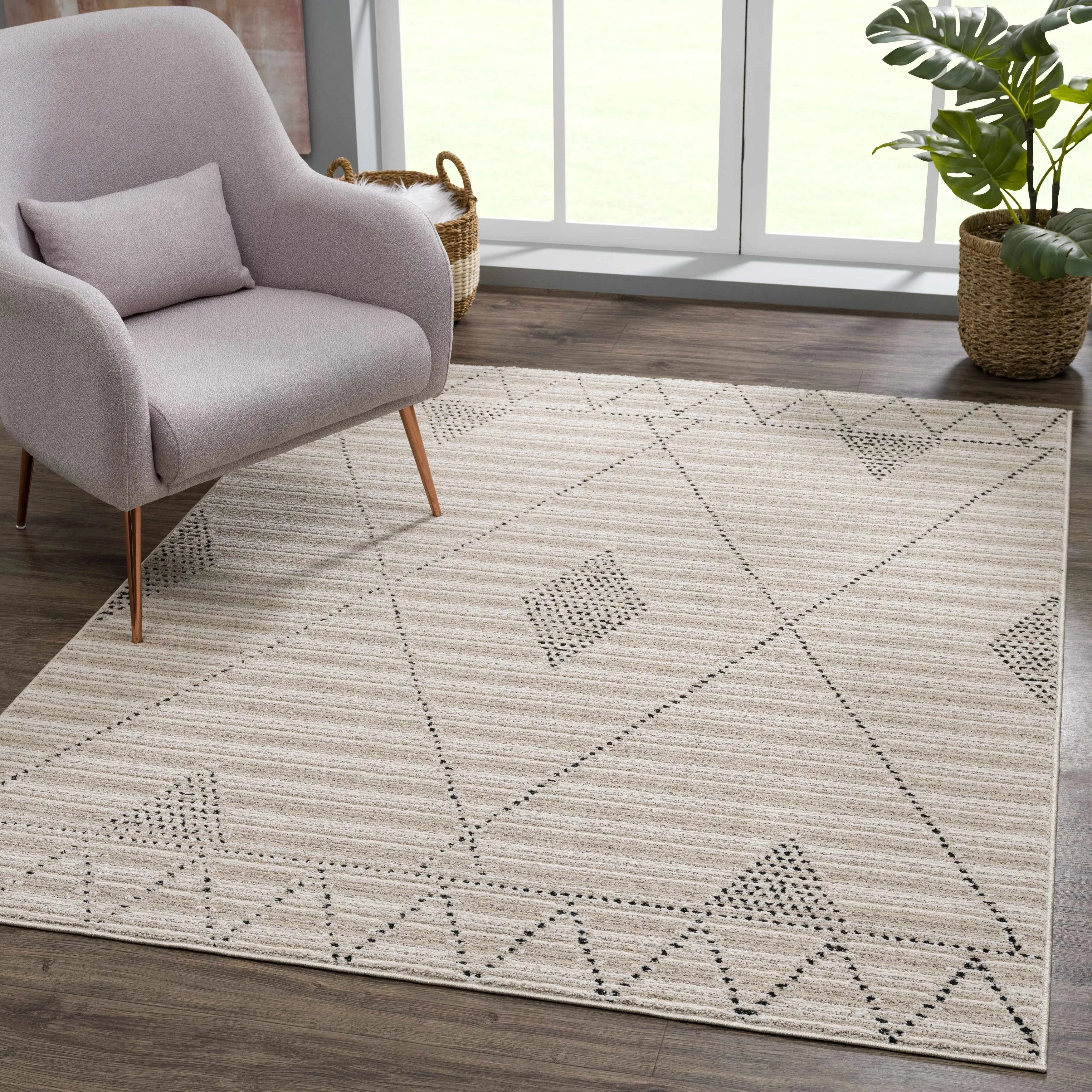 Hauteloom Casablanca Collection Bohemian Farmhouse High Pile Area Rug