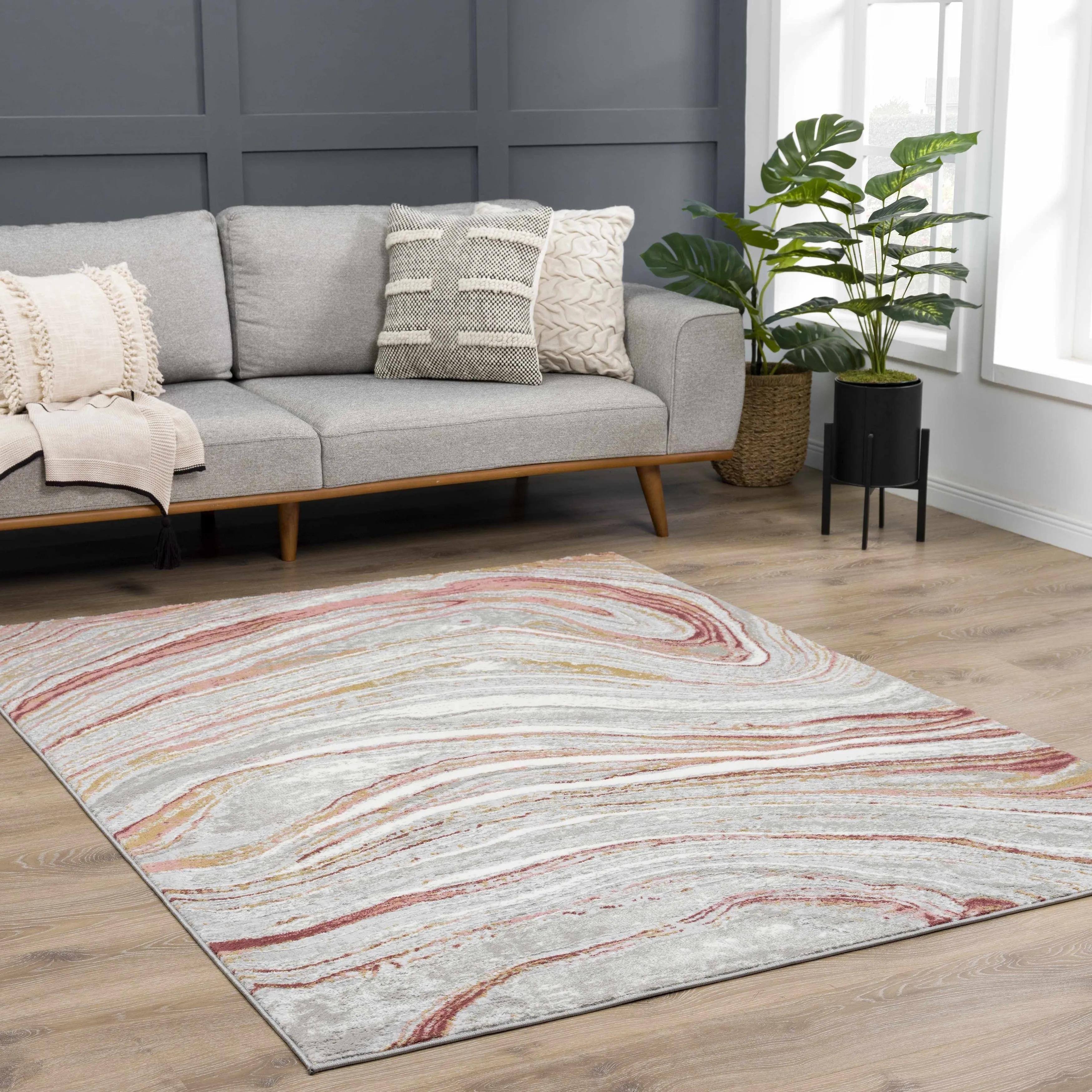 Hauteloom Liverpool Living Room. Bedroom Area Rug - Contemporary - Cream.Green - 7'10 x 10'