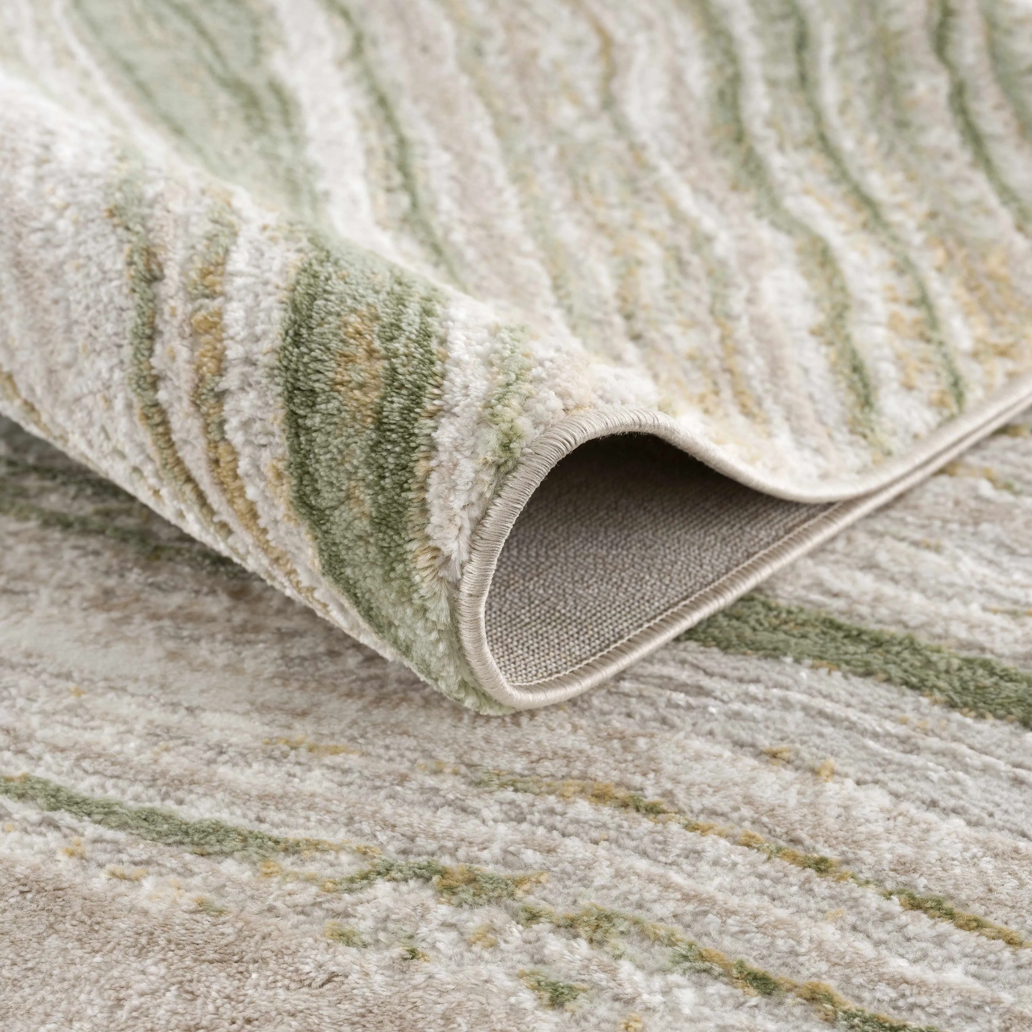 Hauteloom Liverpool Living Room. Bedroom Area Rug - Contemporary - Cream.Green - 7'10 x 10'