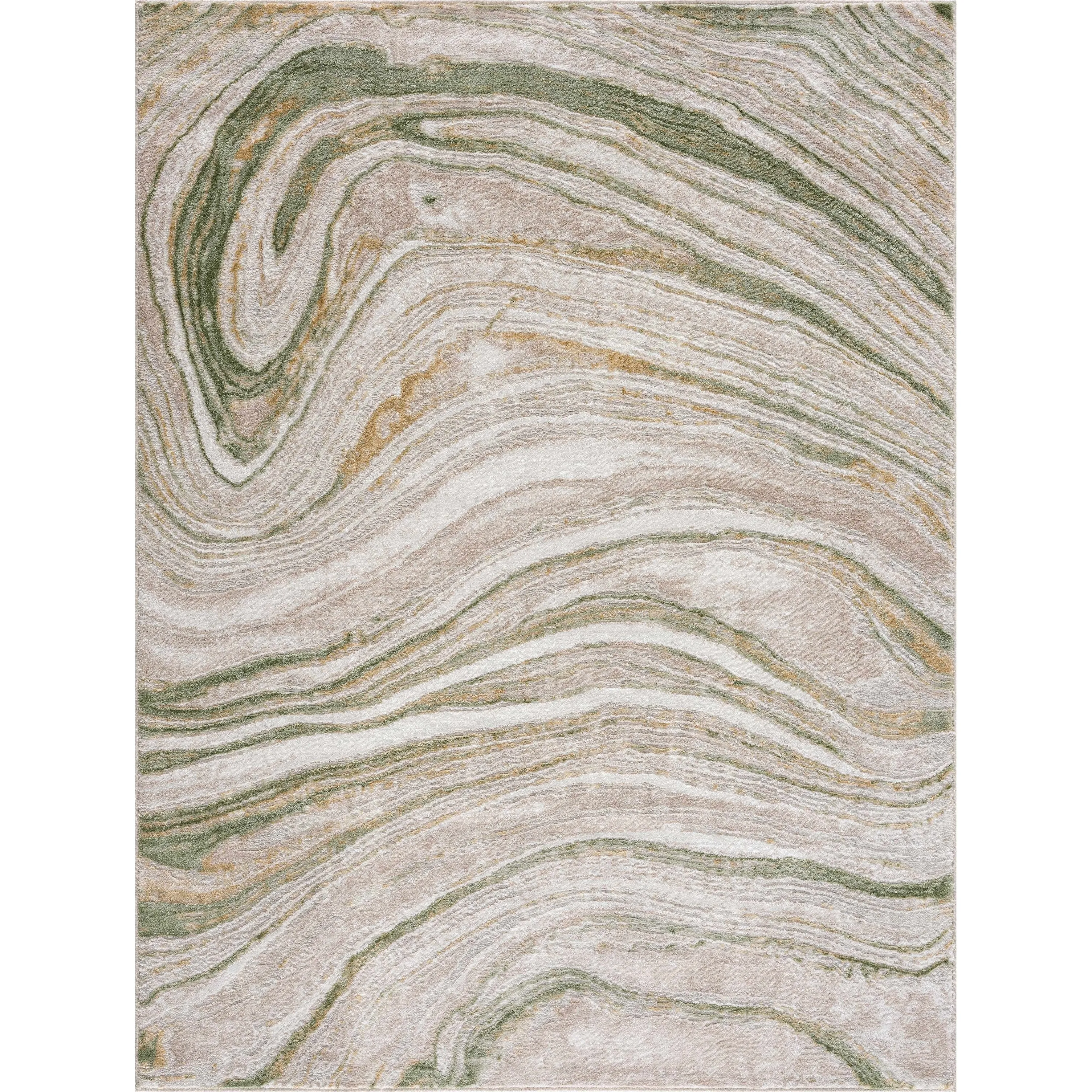 Hauteloom Liverpool Living Room. Bedroom Area Rug - Contemporary - Cream.Green - 7'10 x 10'