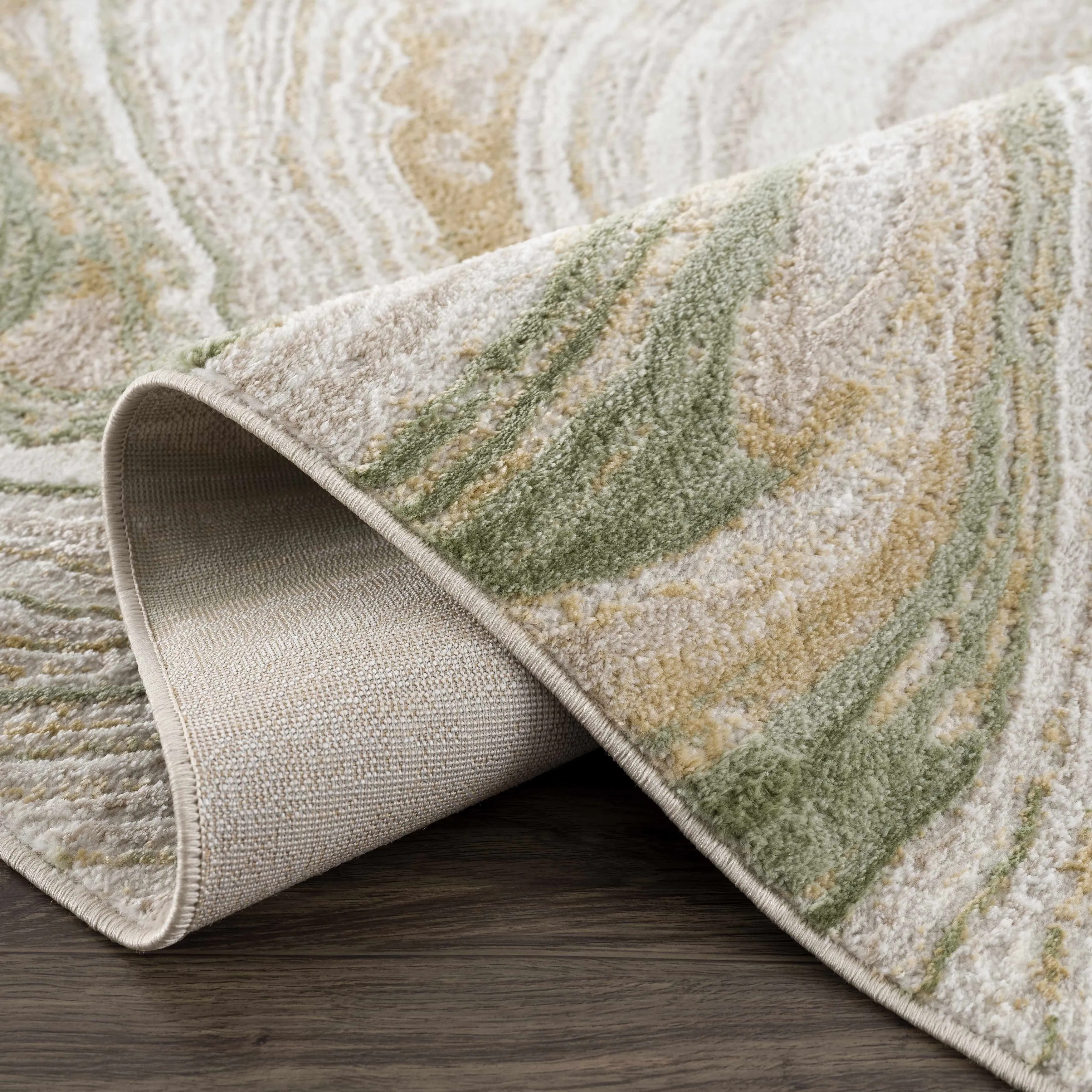 Hauteloom Liverpool Living Room. Bedroom Area Rug - Contemporary - Cream.Green - 7'10 x 10'