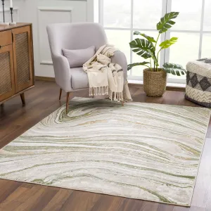 Hauteloom Liverpool Living Room. Bedroom Area Rug - Contemporary - Cream.Green - 7'10 x 10'