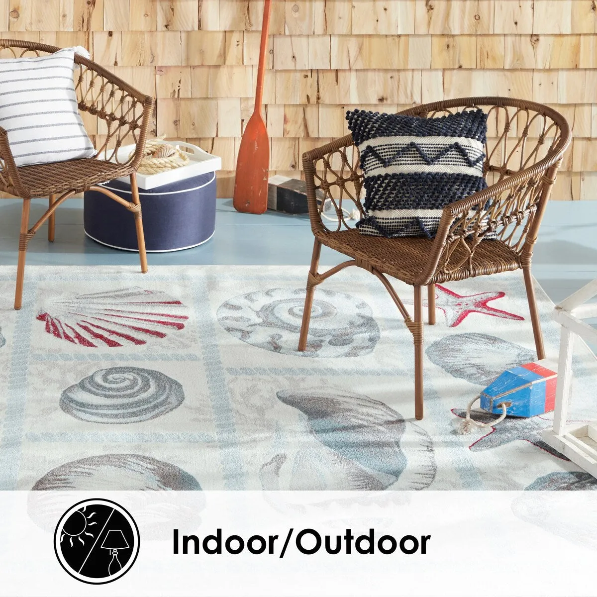 Home Dynamix Marine Sea Shells Coastal Starfish Indoor/Outdoor Area Rug