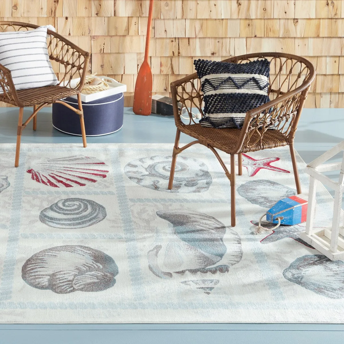 Home Dynamix Marine Sea Shells Coastal Starfish Indoor/Outdoor Area Rug