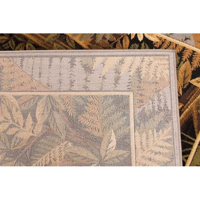 HR Lodge. Cabin Jungle and Wilderness Rug Cabin Area Rug Abstract. Green. Multicolor Pattern Mother Bear and Cubs Nature