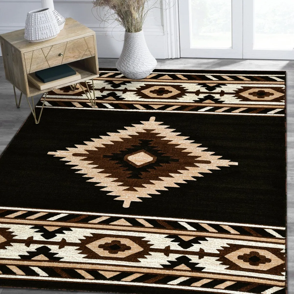 HR Southwestern Rugs for Cabin Tribal Medallion Carpet for Livingroom
