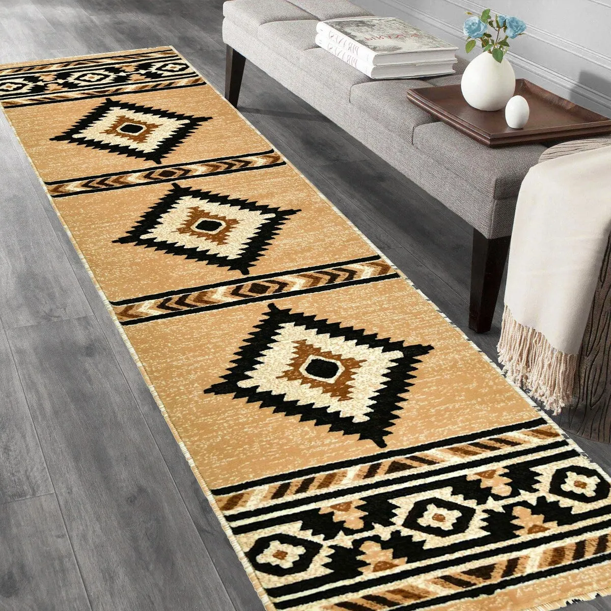 HR Southwestern Rugs for Cabin Tribal Medallion Carpet for Livingroom