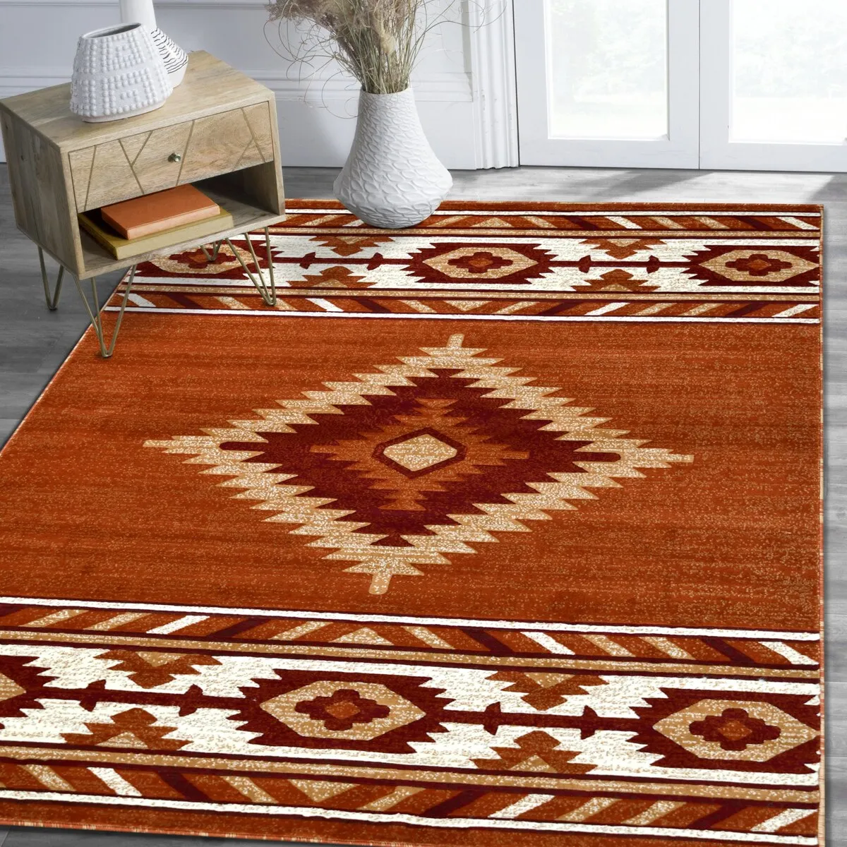 HR Southwestern Rugs for Cabin Tribal Medallion Carpet for Livingroom