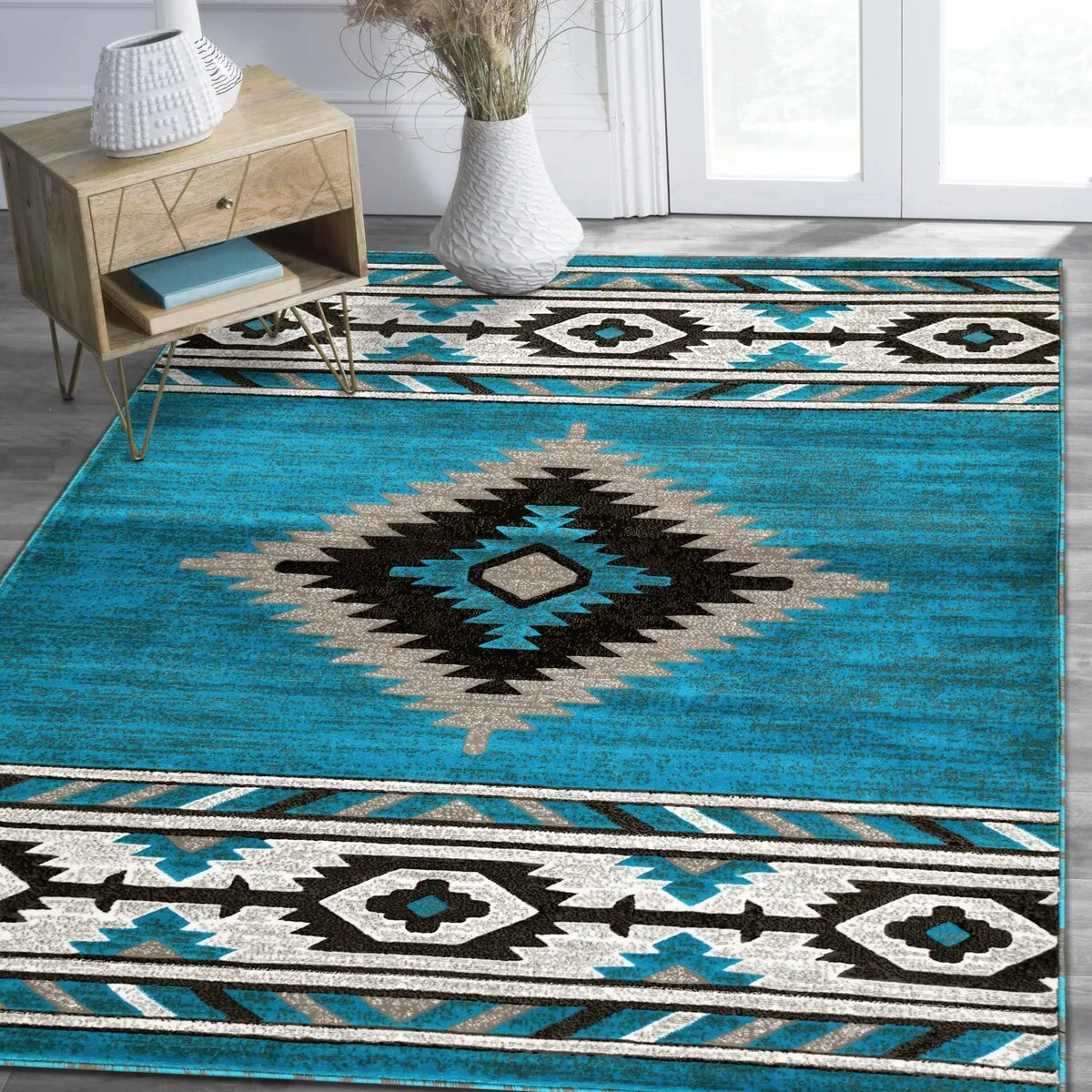 HR Southwestern Rugs for Cabin Tribal Medallion Carpet for Livingroom
