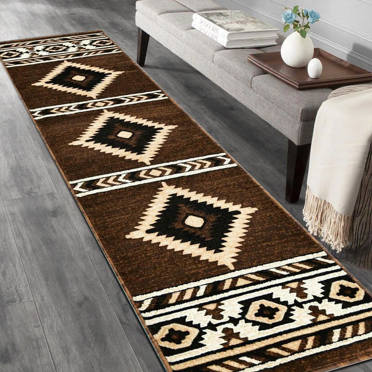 HR Southwestern Rugs for Cabin Tribal Medallion Carpet for Livingroom