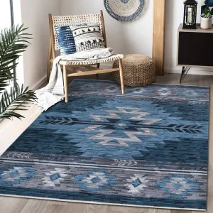 HR Southwestern Rugs Inspired Modern Faded Tribal Floor cover. Super soft and plush