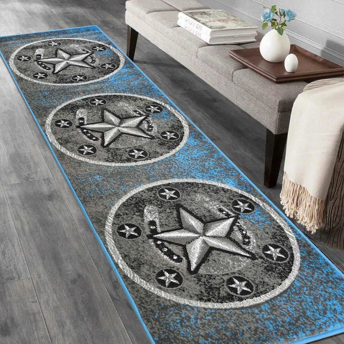 HR Texas Star. Cowboy Area Rug Texas Western Star Rustic