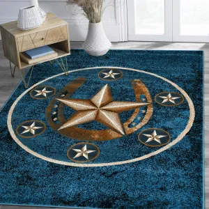 HR Texas Star. Cowboy Area Rug Texas Western Star Rustic