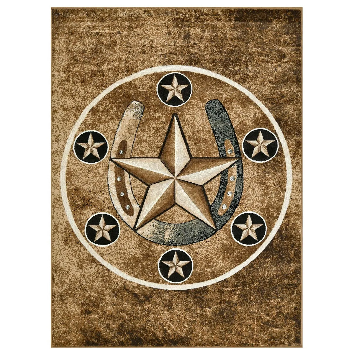 HR Texas Star. Cowboy Area Rug Texas Western Star Rustic