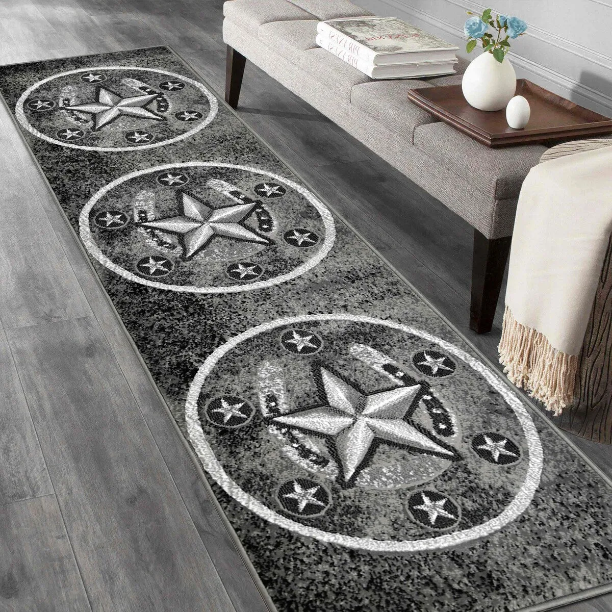 HR Texas Star. Cowboy Area Rug Texas Western Star Rustic