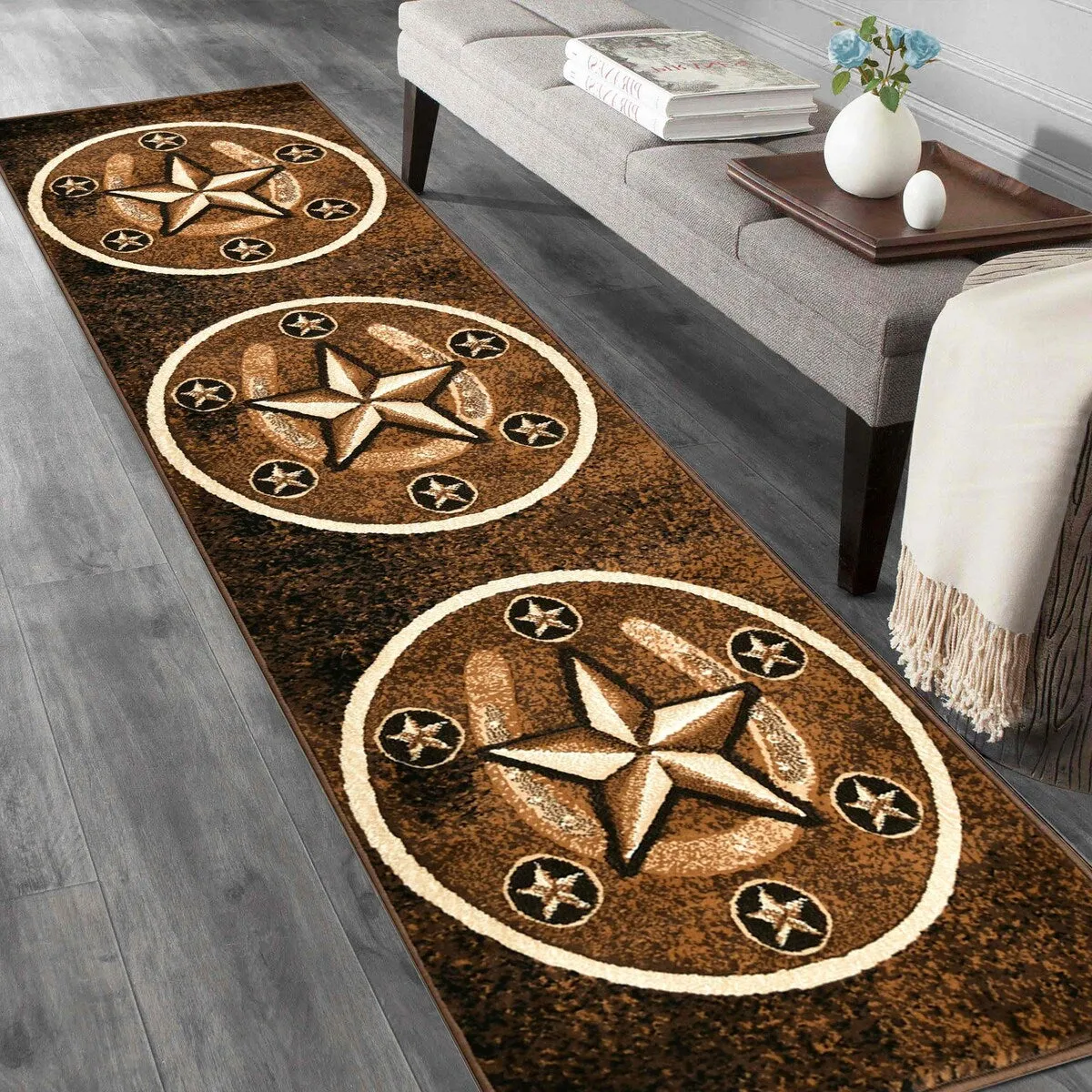 HR Texas Star. Cowboy Area Rug Texas Western Star Rustic
