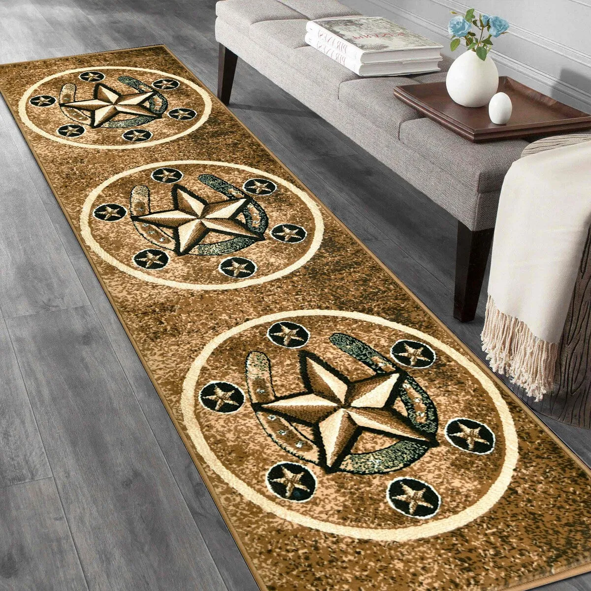 HR Texas Star. Cowboy Area Rug Texas Western Star Rustic
