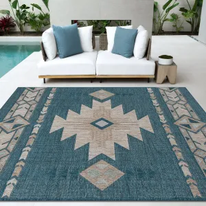 HR Waterproof Southwestern Outdoor Rug - Mold. Rot. Stain and Fade-Resistant