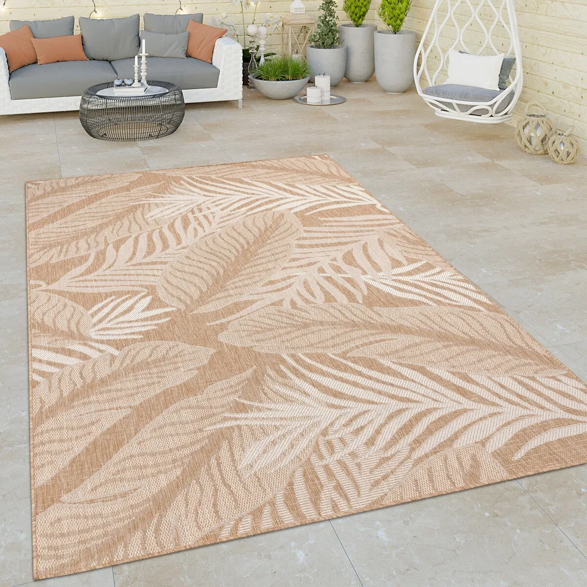 Indoor & Outdoor Rug with Palm Leaf Pattern