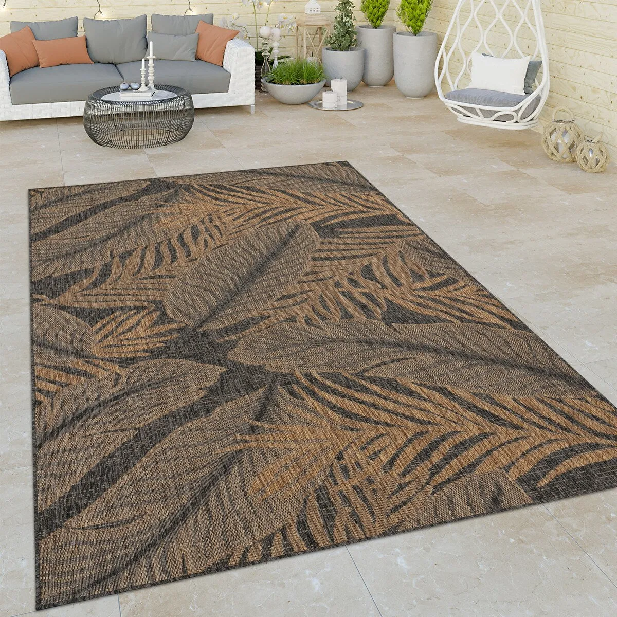 Indoor & Outdoor Rug with Palm Leaf Pattern