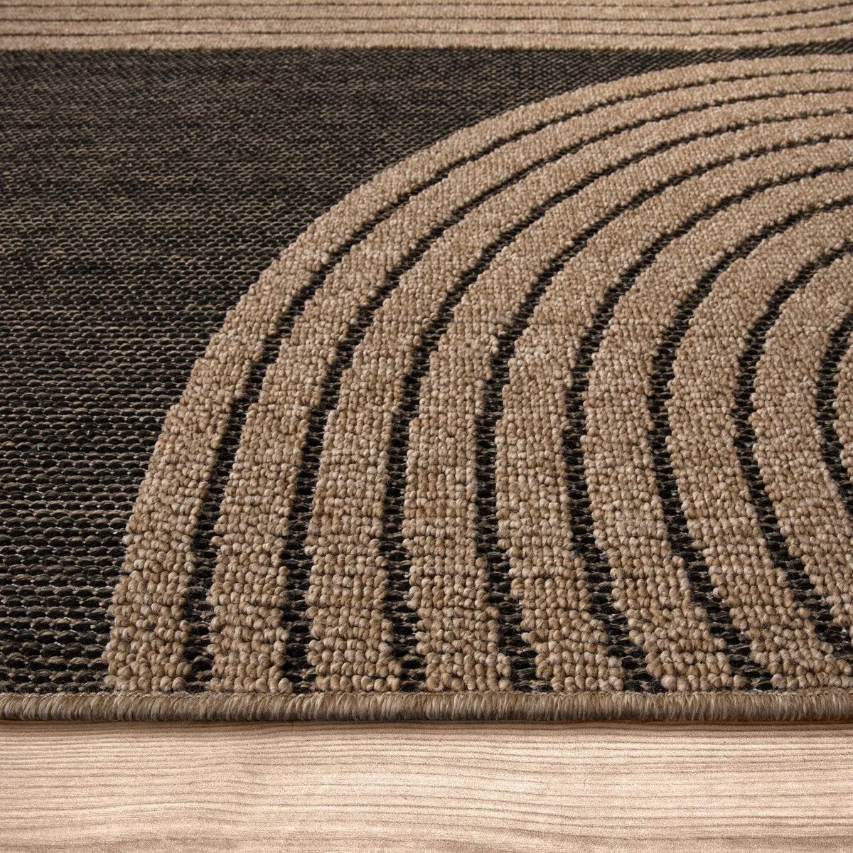 Indoor and Outdoor Rug Boho Look with Modern Curved Lines