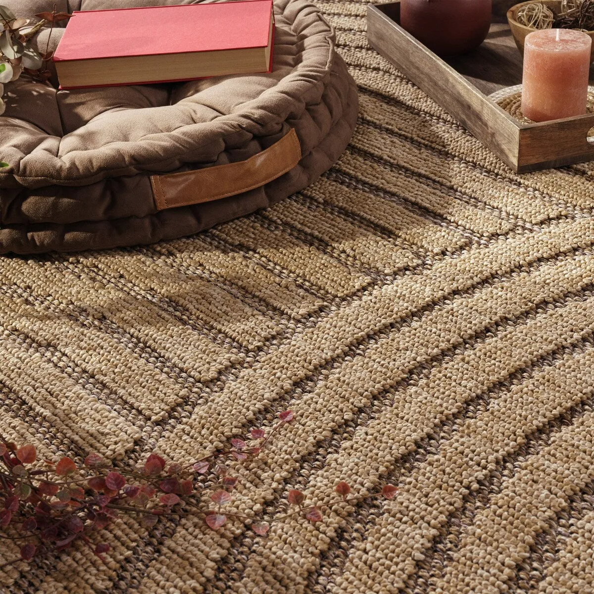 Indoor and Outdoor Rug Boho Look with Modern Curved Lines