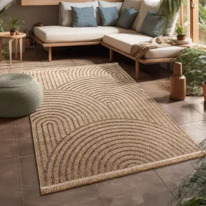 Indoor and Outdoor Rug Boho Look with Modern Curved Lines