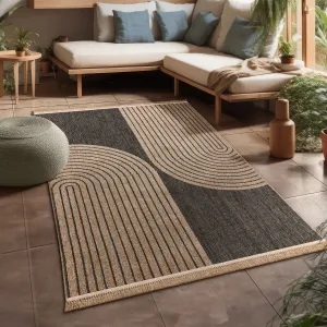 Indoor and Outdoor Rug Boho Look with Modern Curved Lines