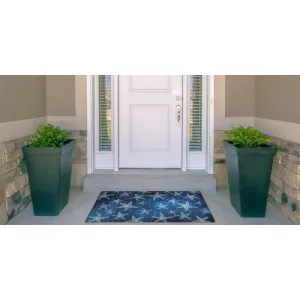 Indoor/Outdoor Water Resistant Miramar Navy & Gold Washable Area Rug - 2' x 3'