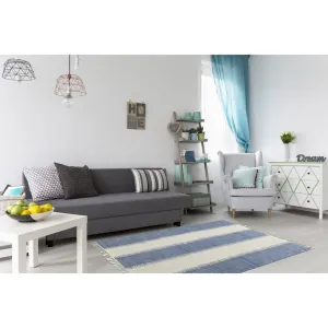 Jagged Blue Reversible Complex Cotton Chindi Rug