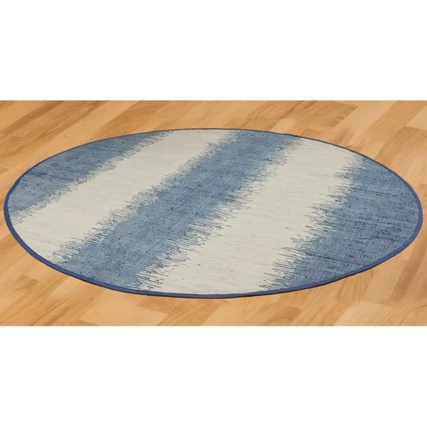 Jagged Blue Reversible Complex Cotton Chindi Rug