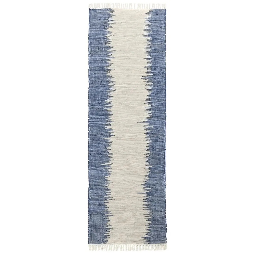 Jagged Blue Reversible Complex Cotton Chindi Rug