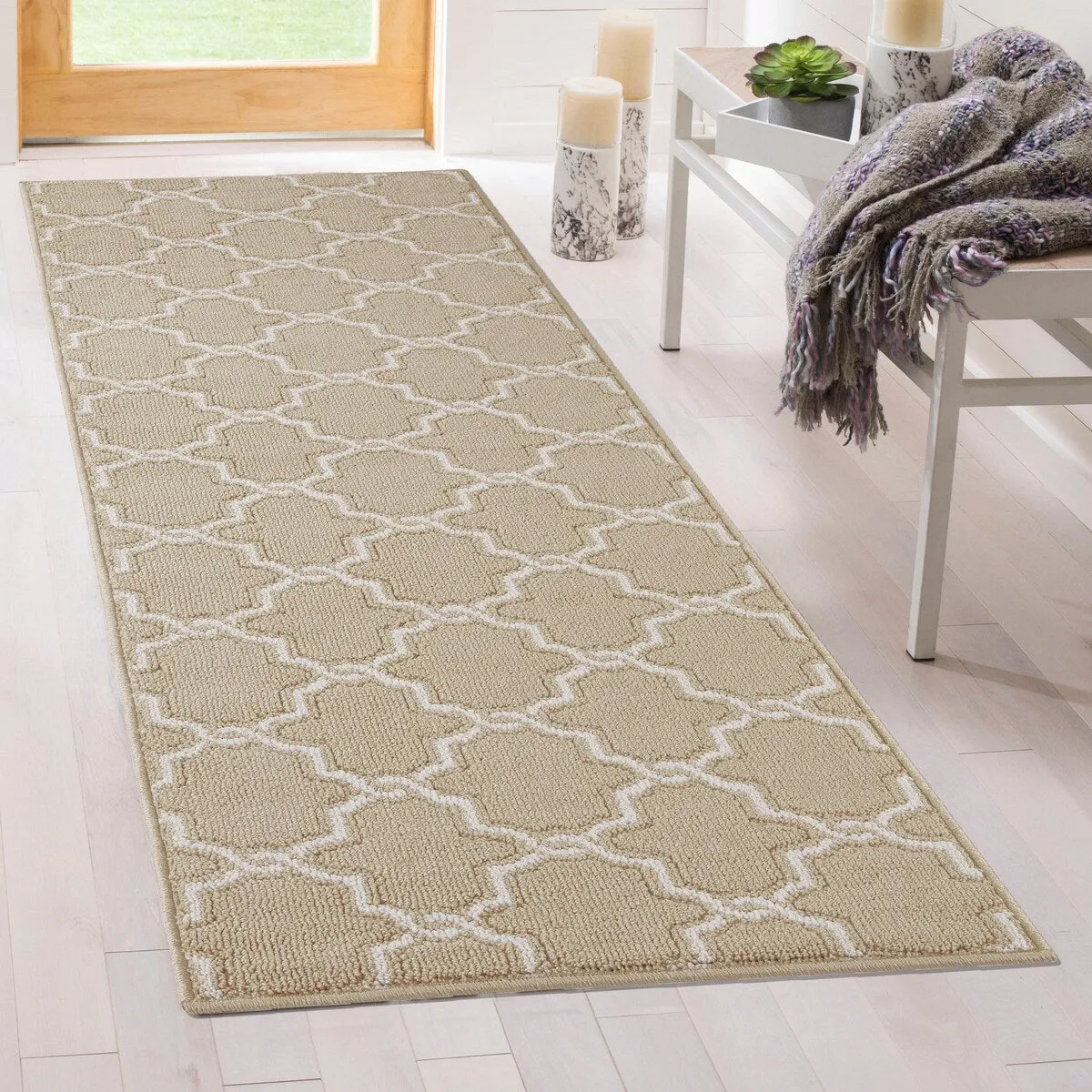Jean Pierre Tufted Runner Yohan Trellis Rug | Modern Home Dcor Slip-resistant Accent Carpet for Entryway and Hallway