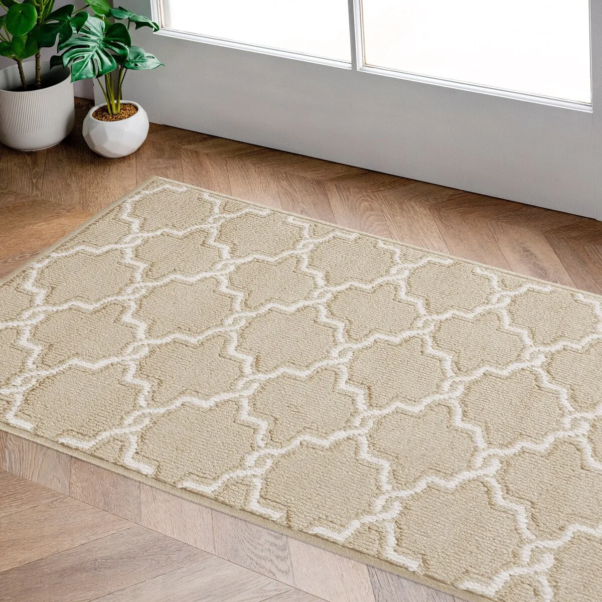 Jean Pierre Tufted Runner Yohan Trellis Rug | Modern Home Dcor Slip-resistant Accent Carpet for Entryway and Hallway