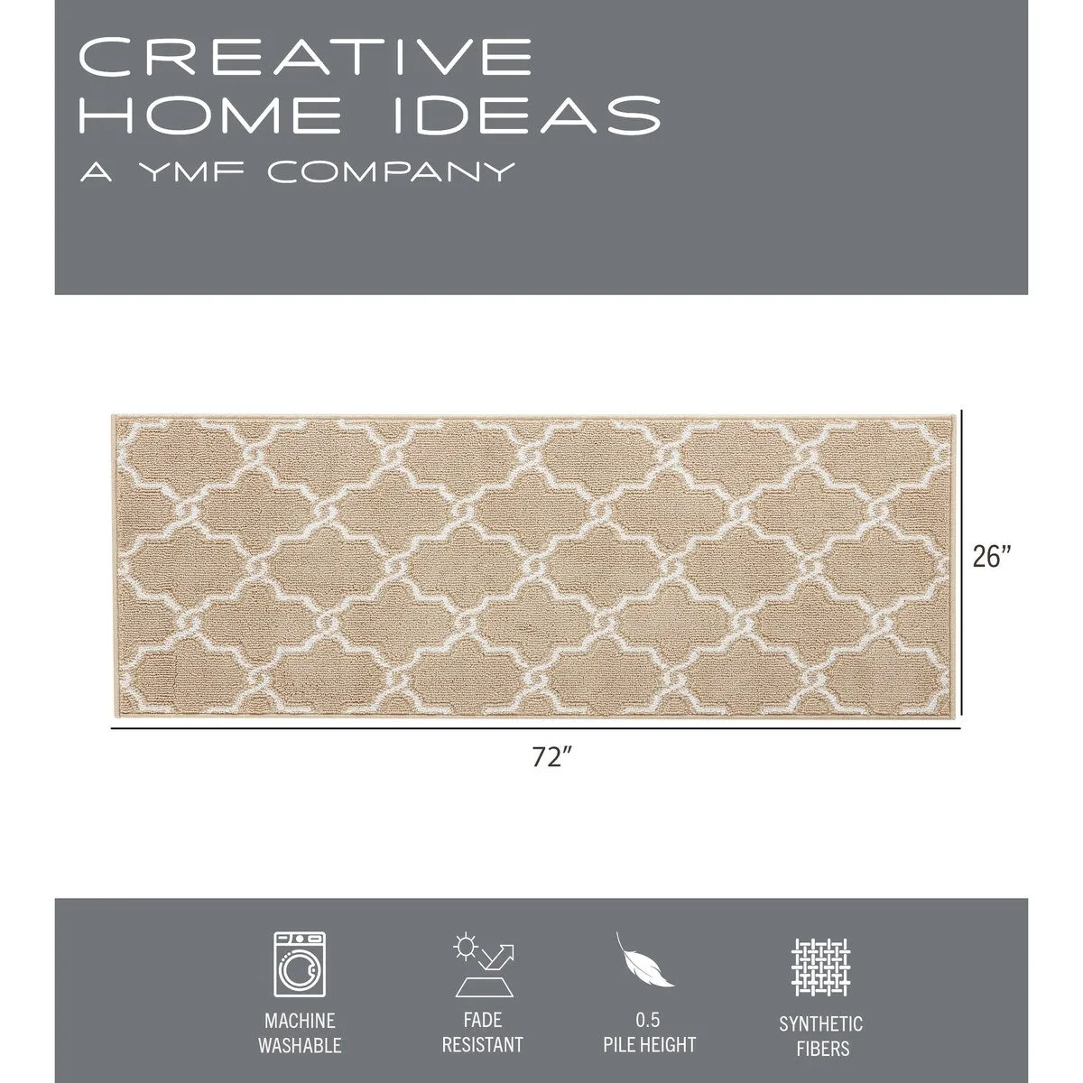 Jean Pierre Tufted Runner Yohan Trellis Rug | Modern Home Dcor Slip-resistant Accent Carpet for Entryway and Hallway