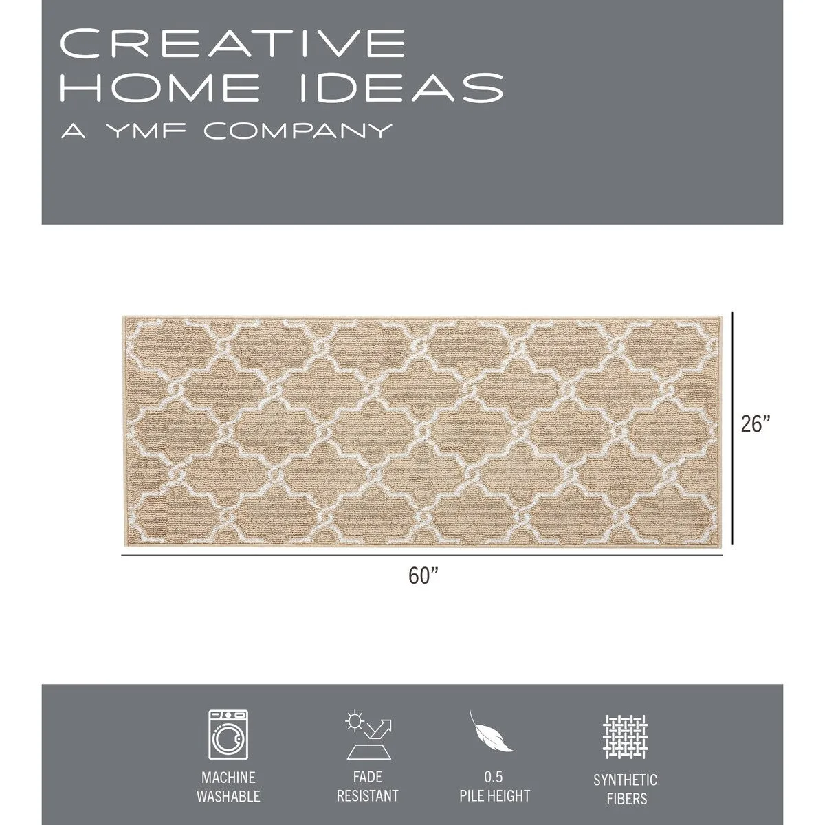 Jean Pierre Tufted Runner Yohan Trellis Rug | Modern Home Dcor Slip-resistant Accent Carpet for Entryway and Hallway