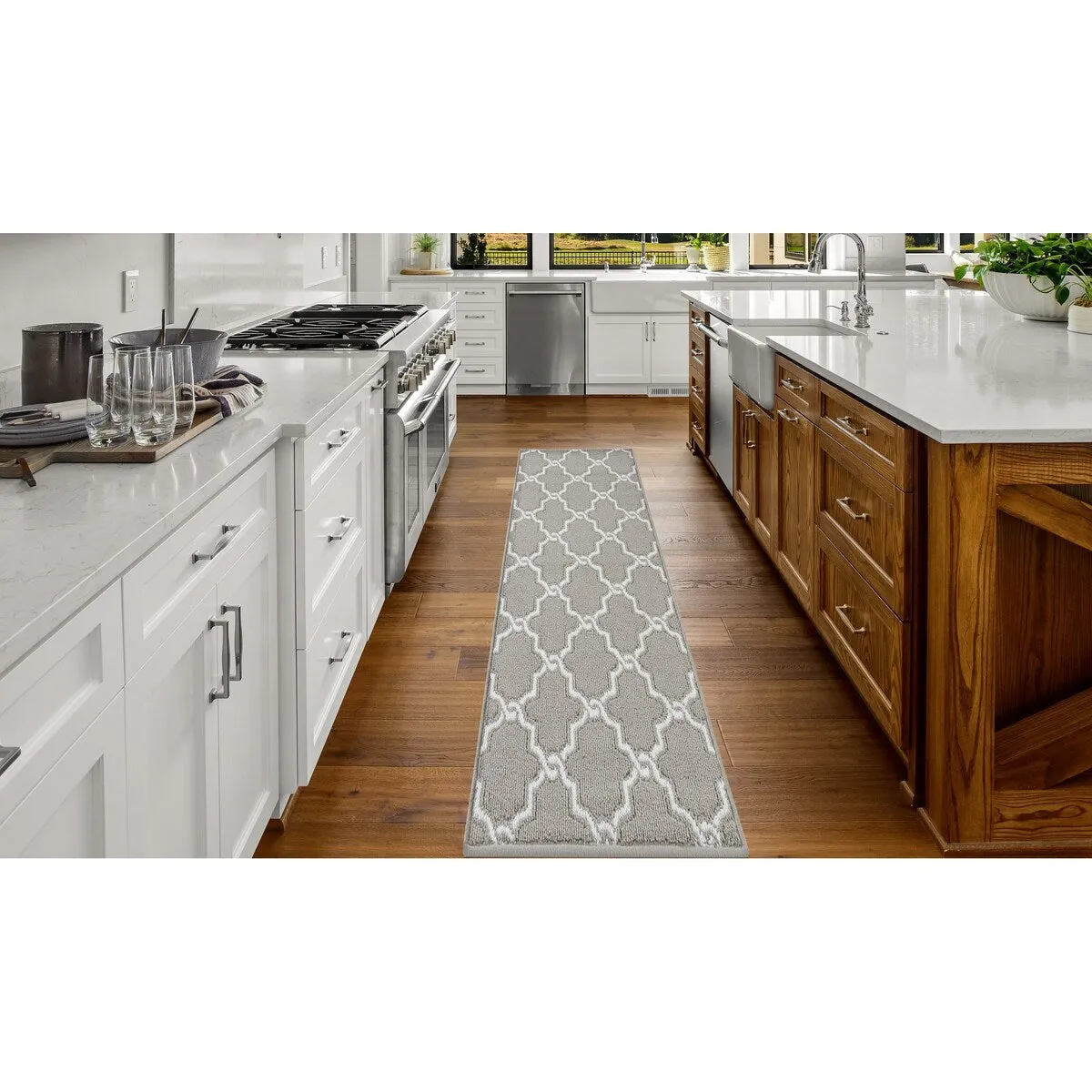 Jean Pierre Tufted Runner Yohan Trellis Rug | Modern Home Dcor Slip-resistant Accent Carpet for Entryway and Hallway
